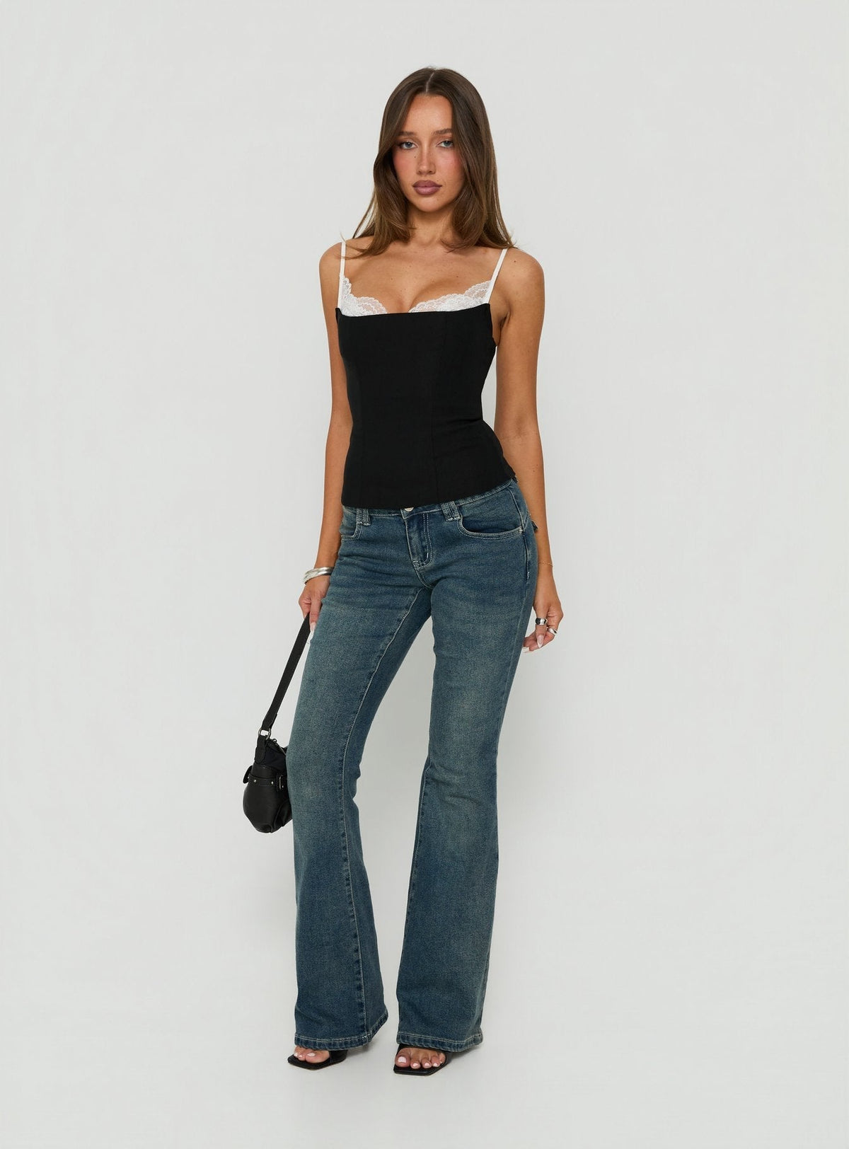 Renaissance Corset Lace Top Black / White
