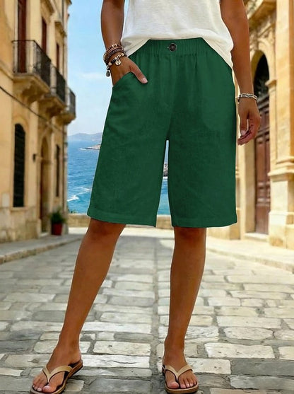 Vintage Plain Natural Straight Pants Shorts