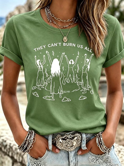 Casual Text Letters Crew Neck Short Sleeve T-shirt