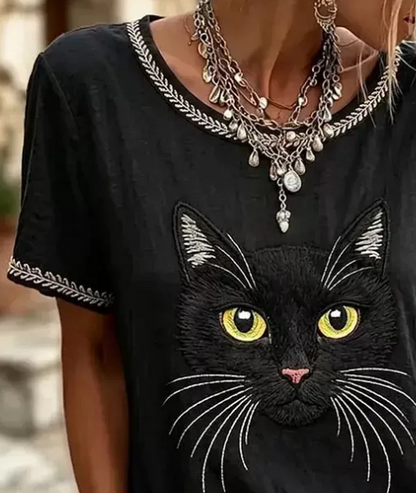 Vintage Geometric Crew Neck Short Sleeve T-shirt