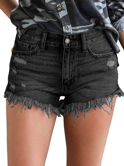 Womens High Waist Cutoff Denim Shorts SIZE S-2XL