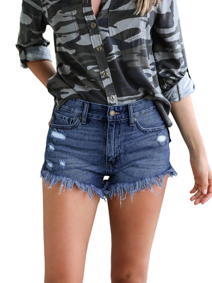Womens High Waist Cutoff Denim Shorts SIZE S-2XL