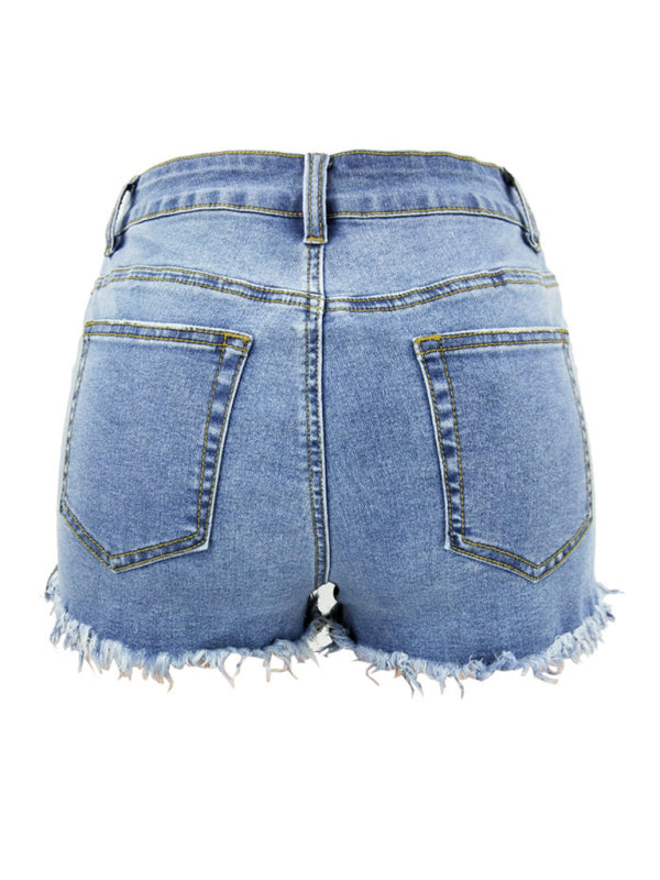 Womens High Waist Cutoff Denim Shorts SIZE S-2XL