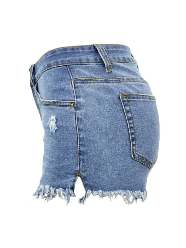 Womens High Waist Cutoff Denim Shorts SIZE S-2XL