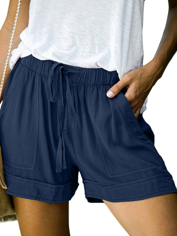 Womens High Waist Lace Up Loose Straight Shorts SIZE S-5XL