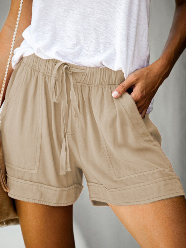 Womens High Waist Lace Up Loose Straight Shorts SIZE S-5XL
