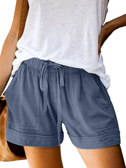 Womens High Waist Lace Up Loose Straight Shorts SIZE S-5XL